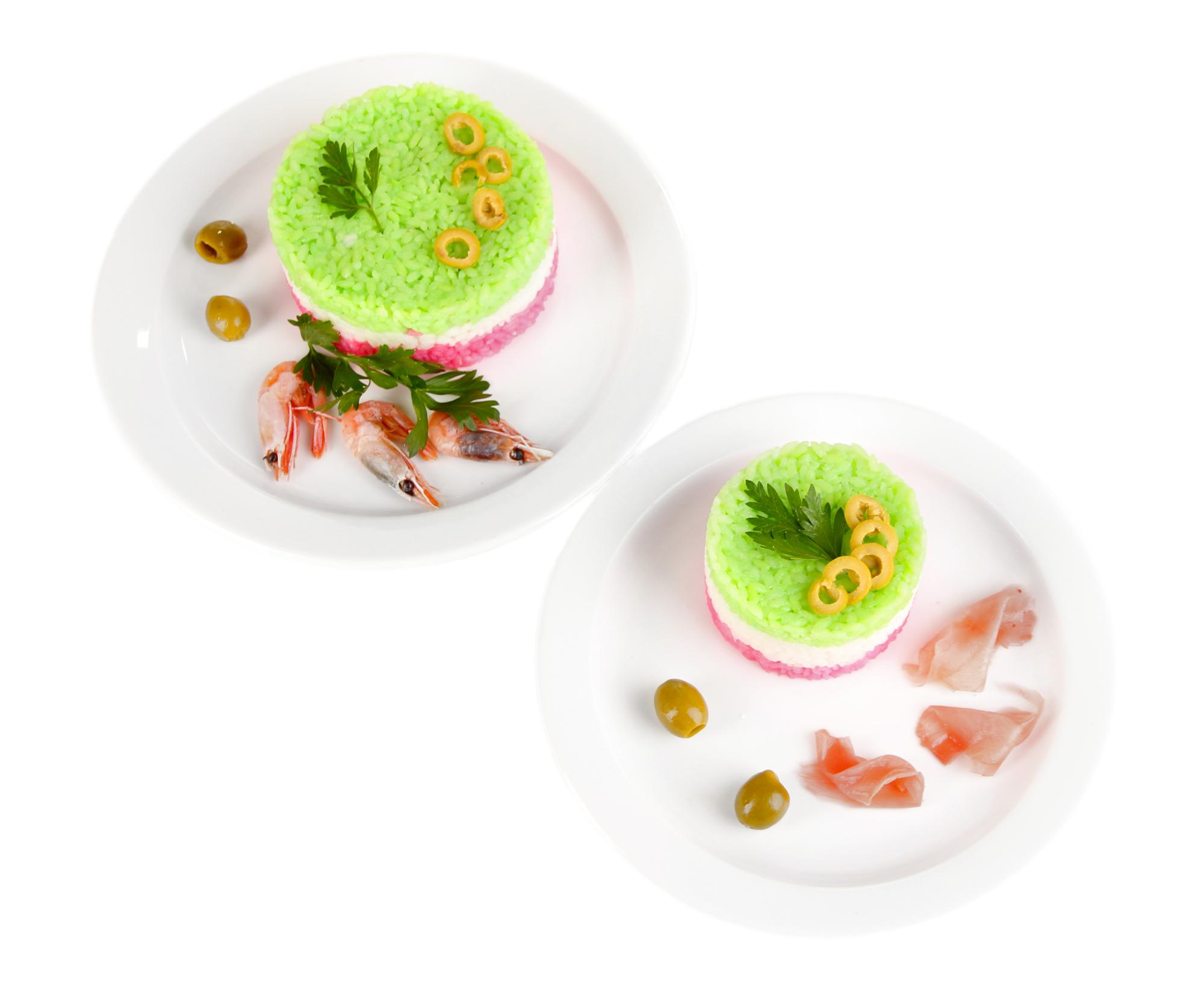 Close-up of plated seasonal entree with garnish
