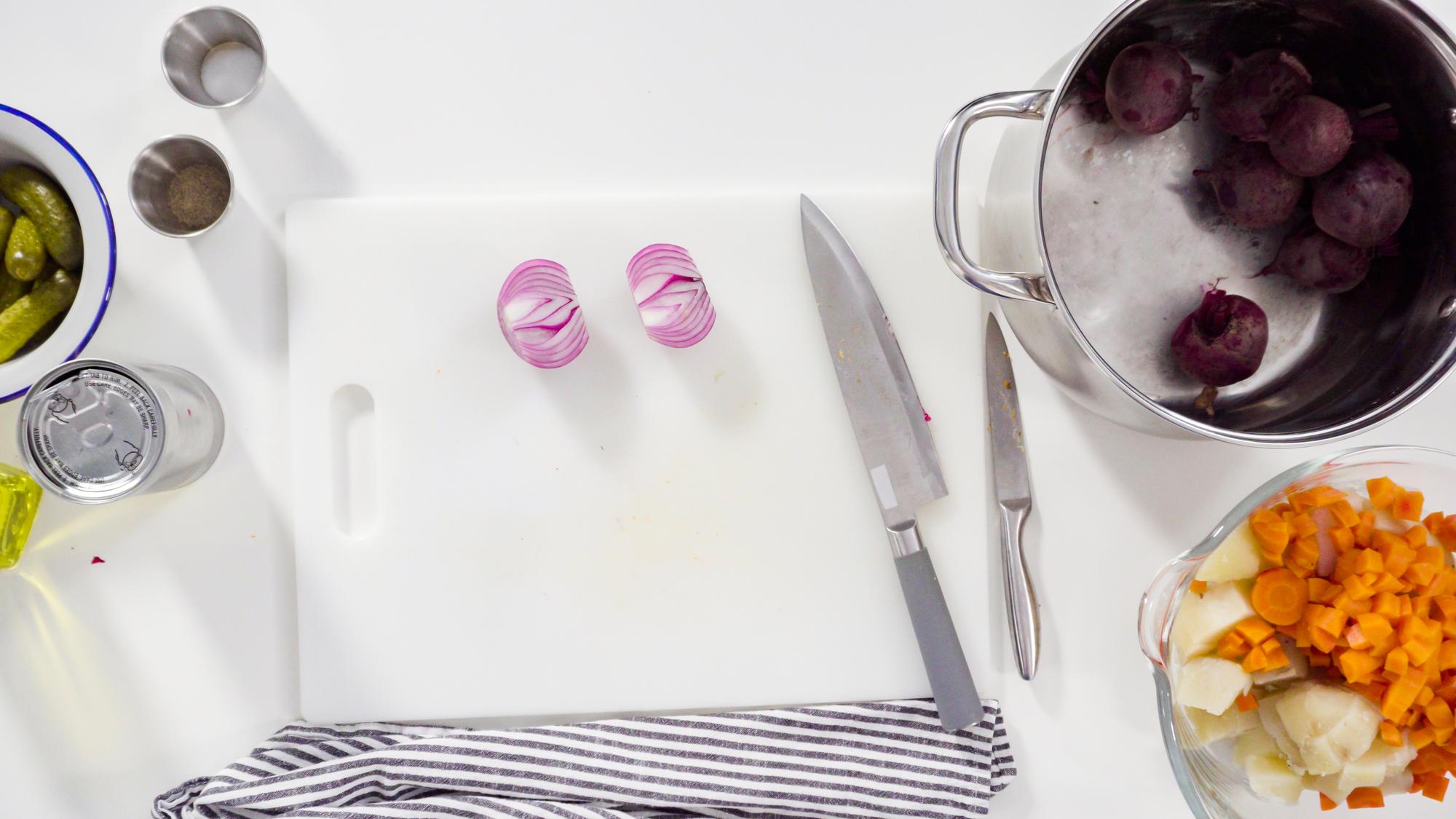 Flatlay of recipe cards and utensils representing subscription offering